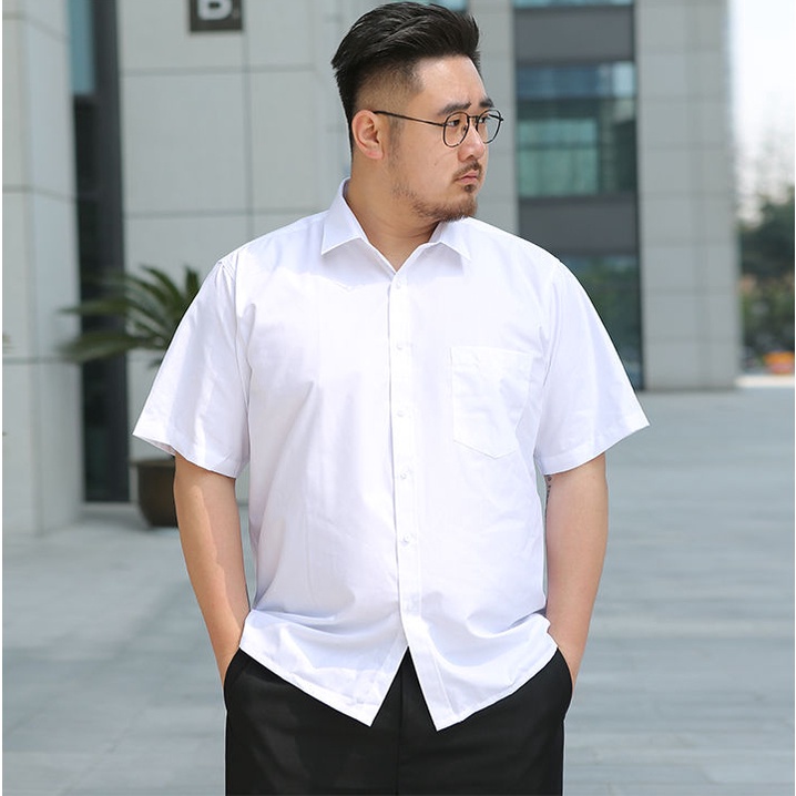 Áo Sơ Mi Tay Ngắn Dáng Rộng Màu Trơn Thời Trang Công Sở Cho Nam 80-175KG