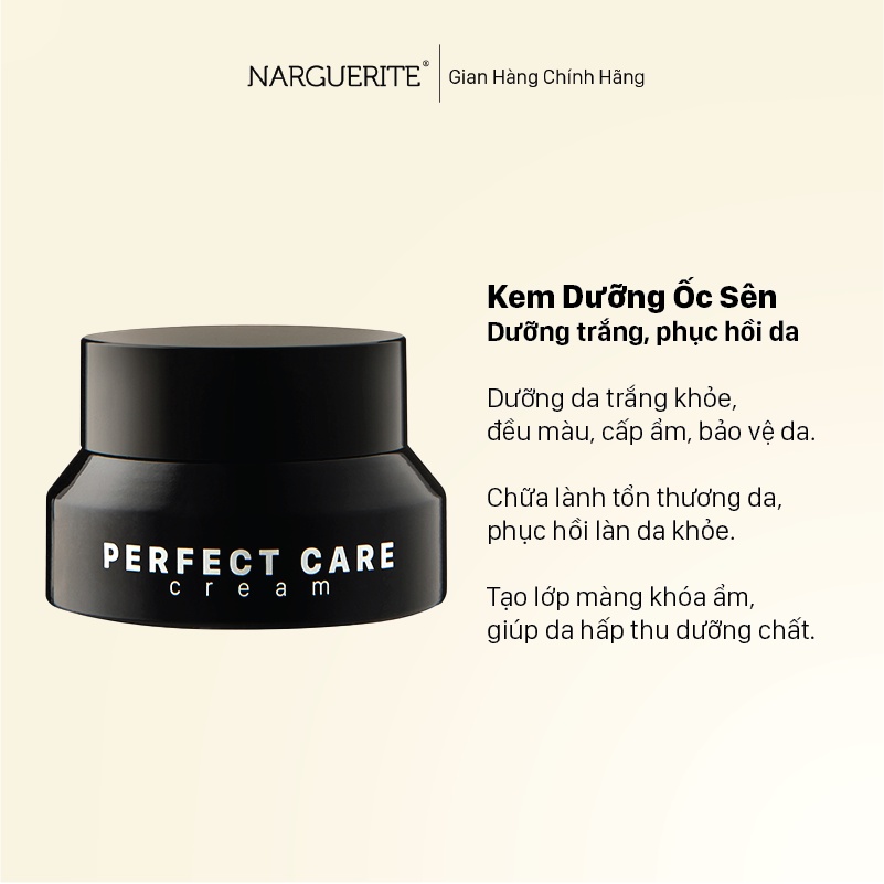 [Chính hãng công ty] KEM ỐC SÊN DƯỠNG TRẮNG, TÁI TẠO DA NARGUERITE - Perfect Care (15g)