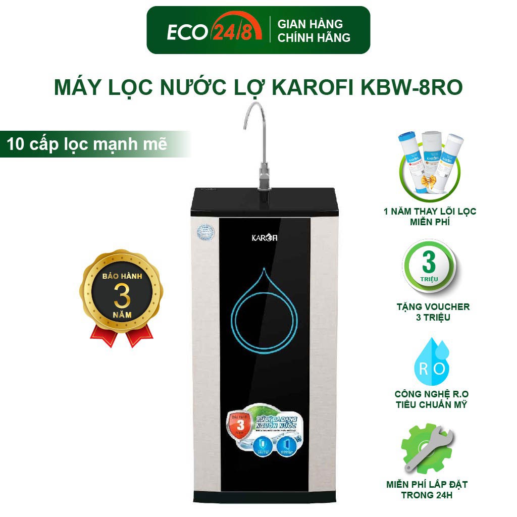 Máy Lọc Nước Lợ KAROFI KBW-8RO - 8 Cấp Lọc Loại Bỏ Chất Độc Hại Trong Nước