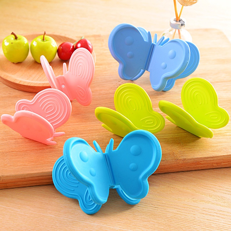 Set 2 Kẹp Nhấc Nồi Bằng Silicone Cách Nhiệt Chống Trượt Hình Bướm Tiện Dụng