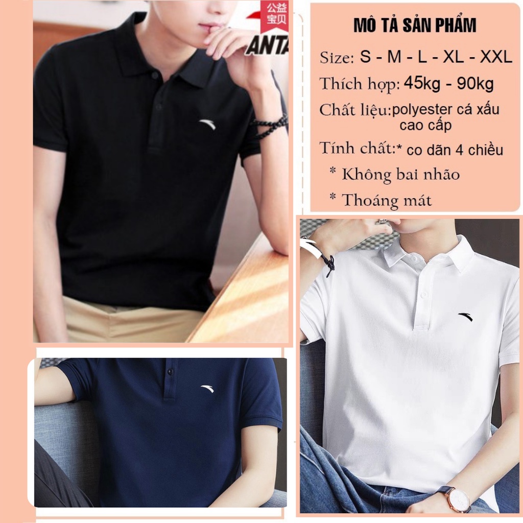 Áo thun polo cộc tay nam nhãn hiệu anta chính hãng trẻ chung thoáng mát lịch sự