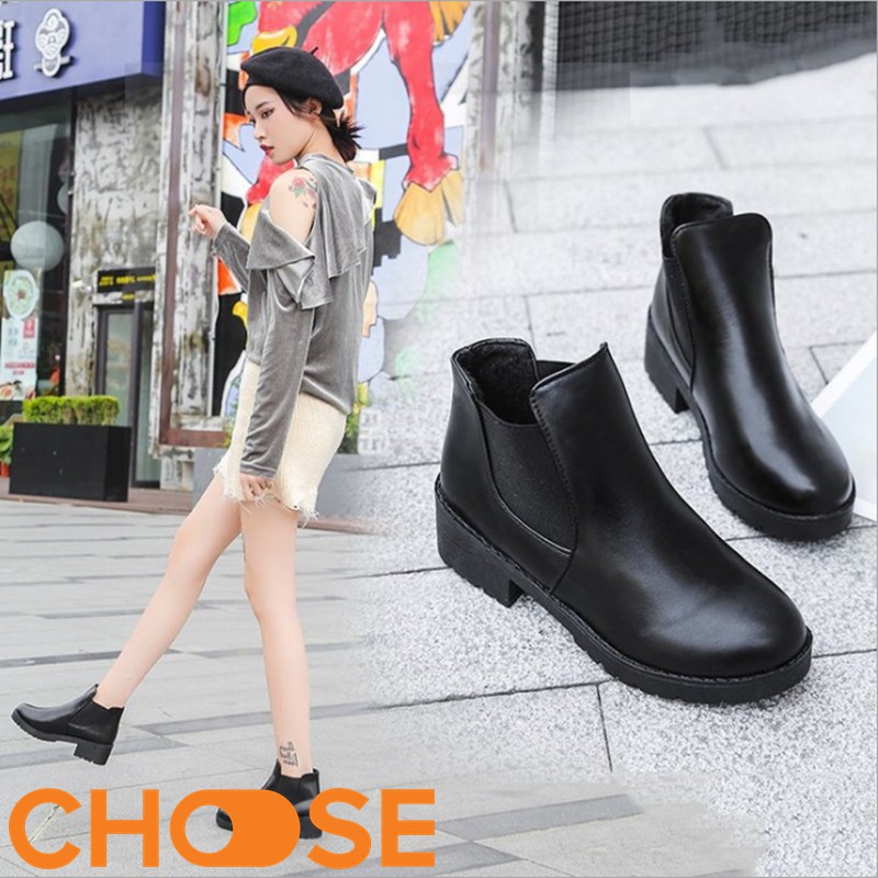 Boots nữ cổ ngắn da trơn đế 5 phân siêu đẹp BT1 | BigBuy360 - bigbuy360.vn