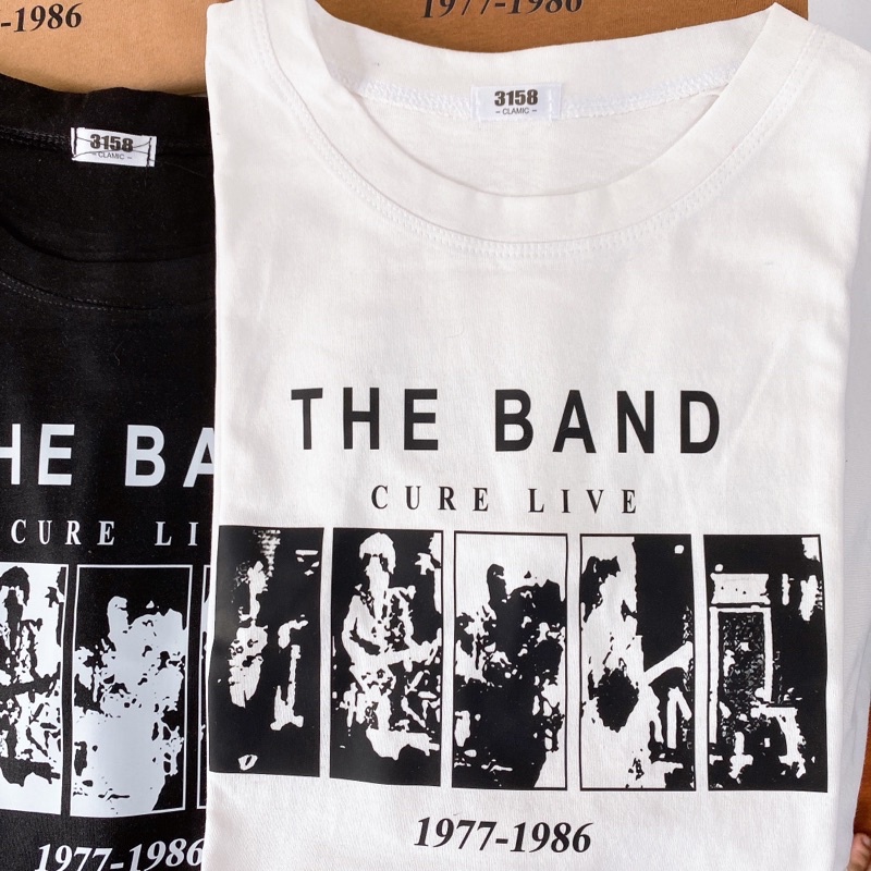 Áo phông 3158 nam nữ tay lỡ, áo thun ovesize form rộng chất cotton khô in chữ THE BAND