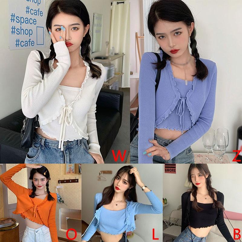 Áo tay dài giả hai lớp phong cách Hàn Quốc hợp thời trang cho nữ | BigBuy360 - bigbuy360.vn