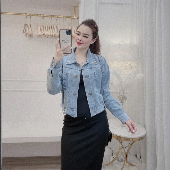 Áo Khoác Nữ Jeans Chất Bò Demin Thêu Chữ Happy Time, Freesize Dưới 58kg | BigBuy360 - bigbuy360.vn