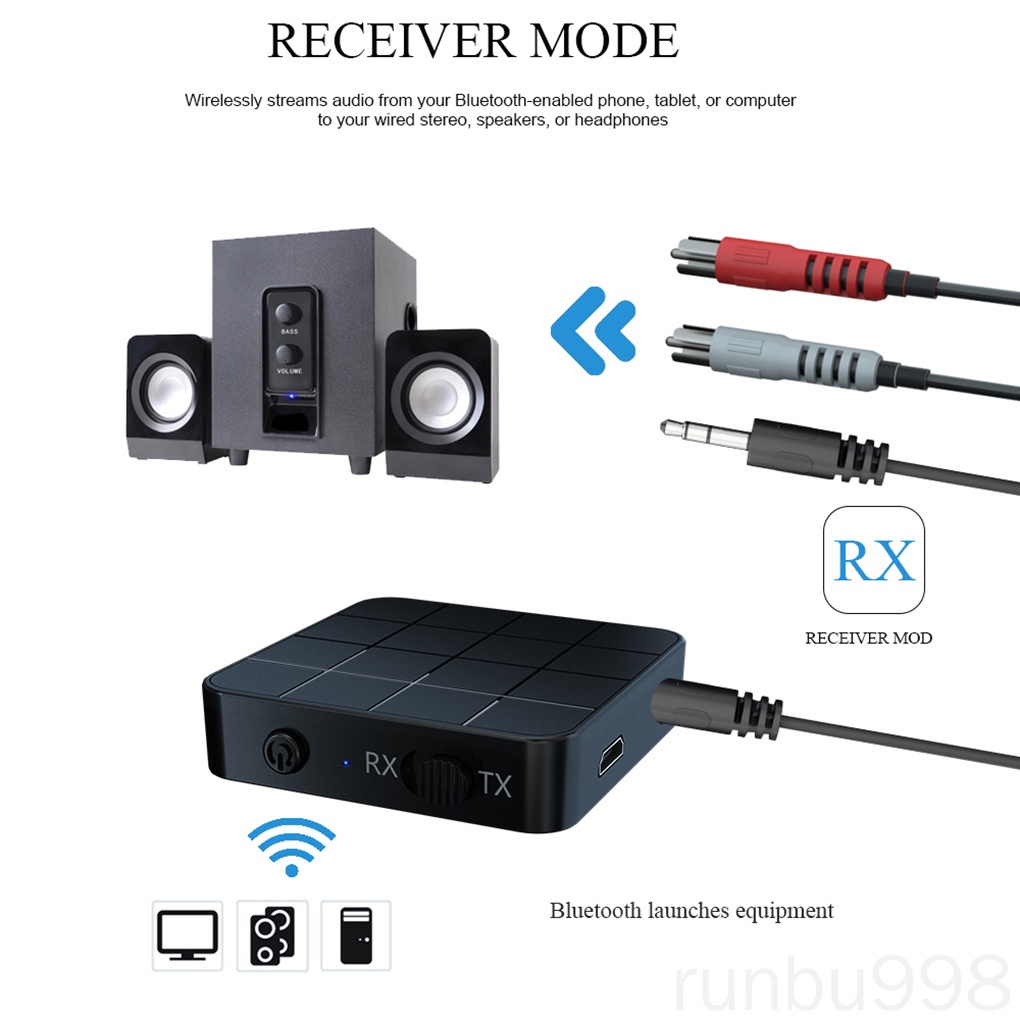 Bộ chuyển đổi âm thanh bluetooth 5.0 2 trong 1 jack 3.5mm AUX RCA cho loa TV
