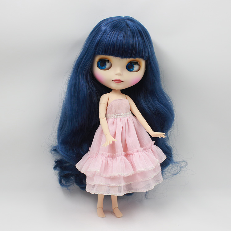 ICY DBS doll 19 joint body dark blue bangs long hair frosted shell can change 19 joint body