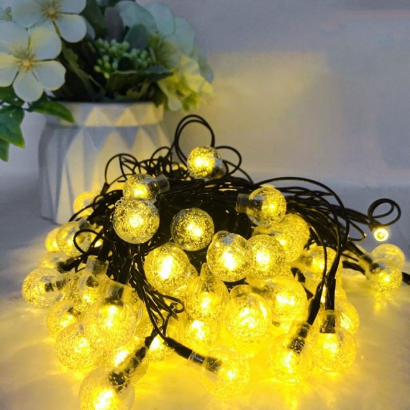 Dây Đèn Led Năng lượng Cherry Bọt Nước 8m50 bóng Dây Đèn Trang Trí Cây Thông Noel, Đèn Bi Tròn