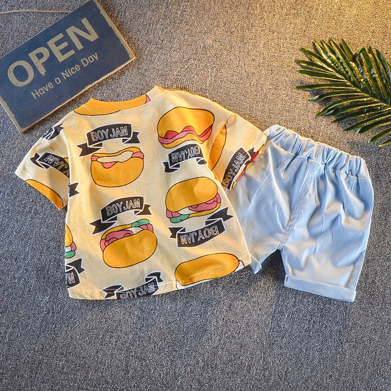 Set áo thun ngắn tay in họa tiết con báo + quần ngắn đáng yêu dành cho các bé