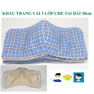 KHẨU TRANG VẢI CHE TAI Dày 3 lớp Hỗ trợ phòng ngừa dịch bệnh Chống nắng Lọc không khí ô nhiễm (Shop lấy màu ngẫu nhiên)