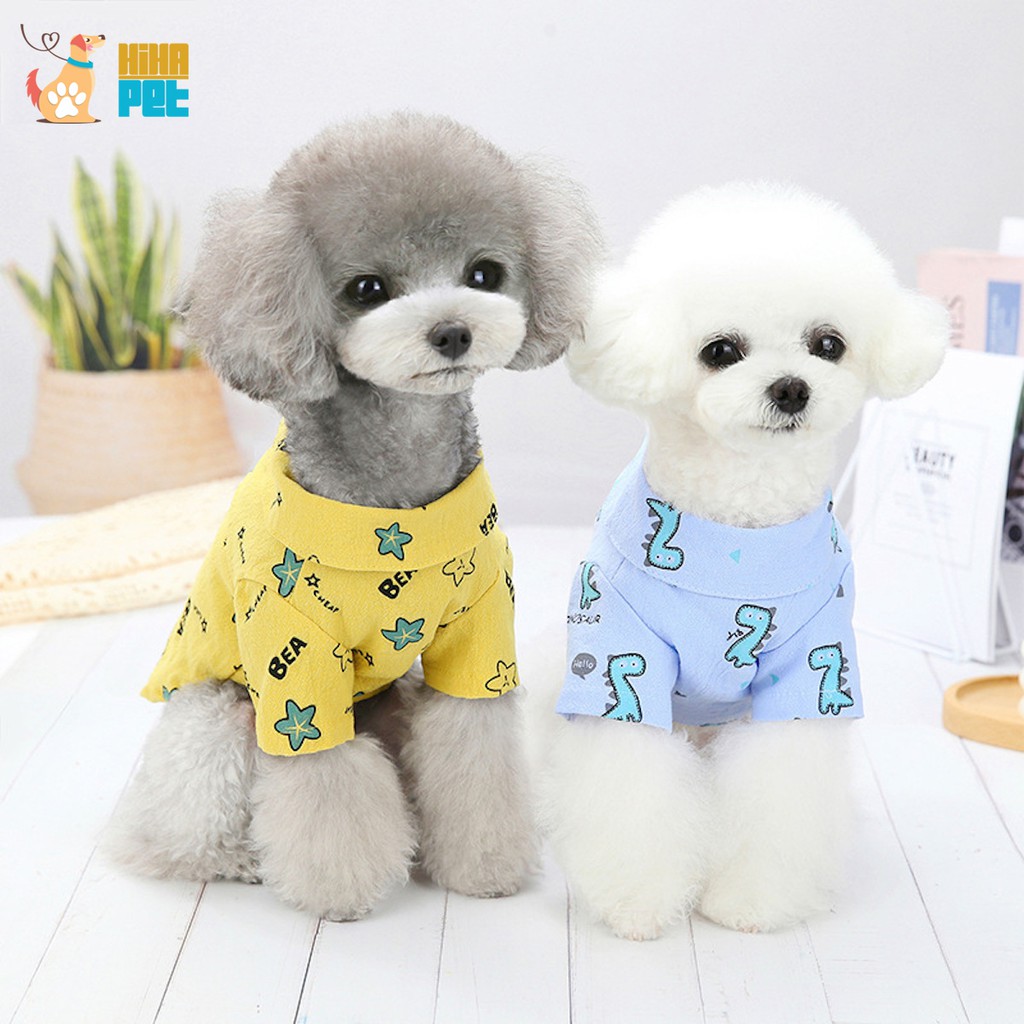 Áo Sơ Mi Khủng Long Ngôi Sao Chó Mèo Quần Áo Thú Cưng Cho Cún Đực Hihapet.