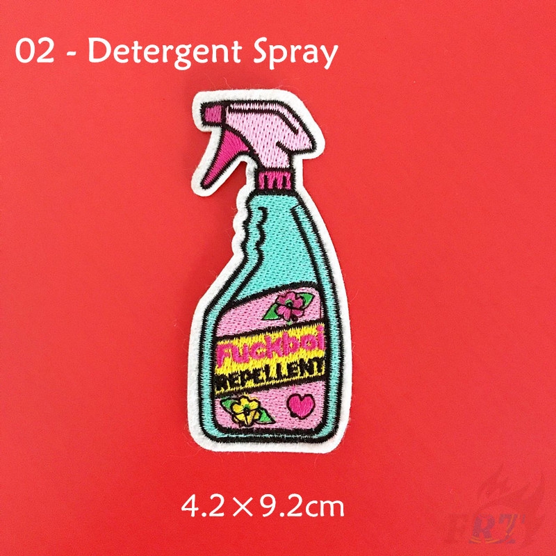 Miếng vá ủi thêu thủ công hình chai đựng/chai xịt nước giặt size L