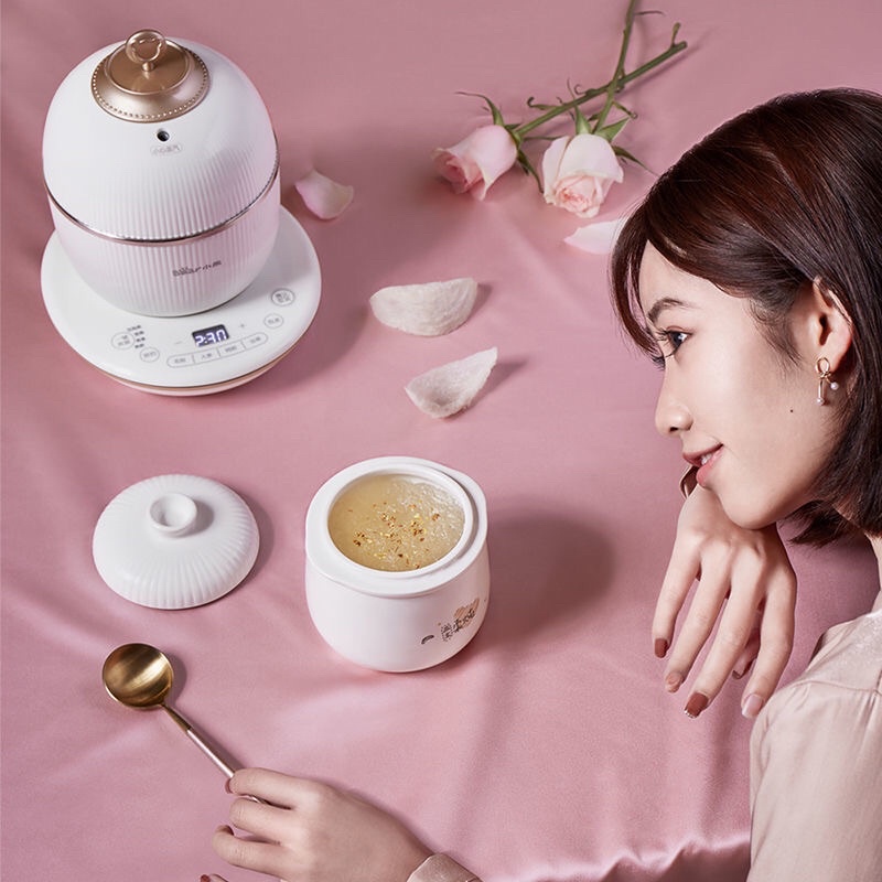 Chén chưng nấu tổ yến  BEAR 1L màu trắng bảo hành 12 tháng