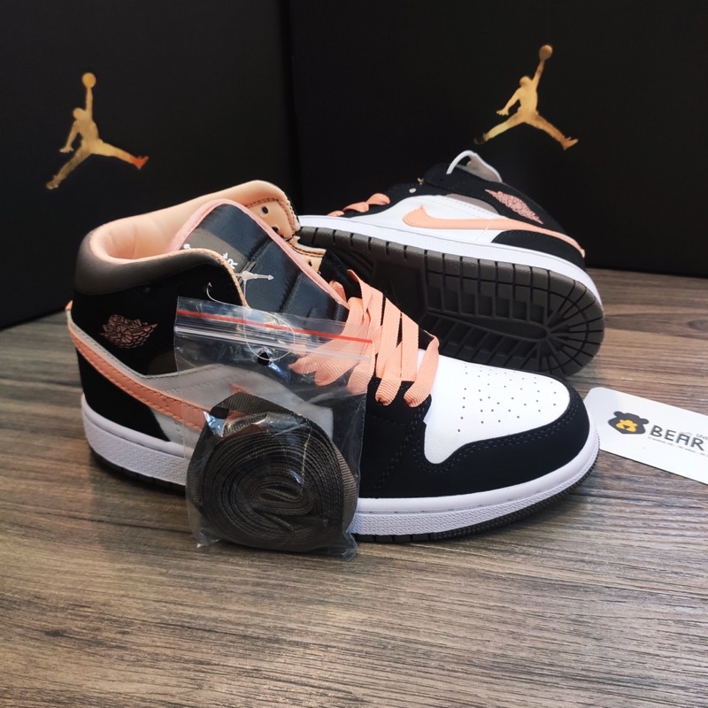 [Bear.sneaker] Giày JD1 Mid “Peach Mo cha” bản SC (Da xịn-form chuẩn-dày dặn)