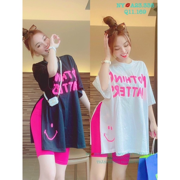 Áo vạt dài xẻ tà quần ngố hồng xinh xắn