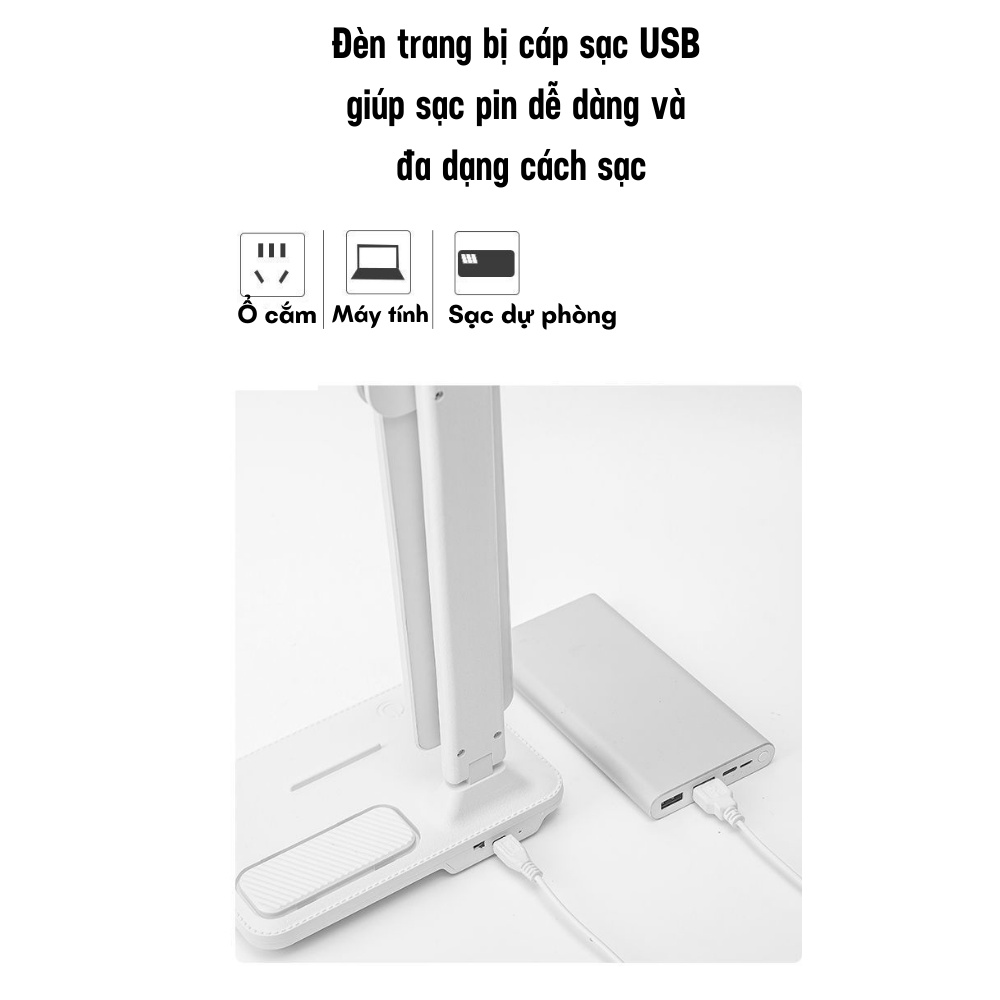 Đèn Học Tích Điện, Đèn Học Chống Cận Gấp Gọn, 3 Chế Độ Sáng