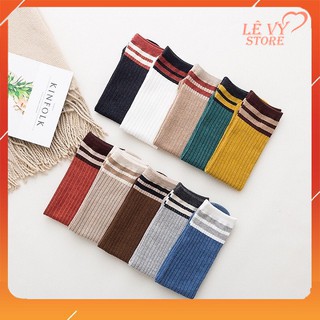 Tất nhún hàn quốc💕tất nhún cao cổ💕 kẻ ngang-kiểu dáng vintage