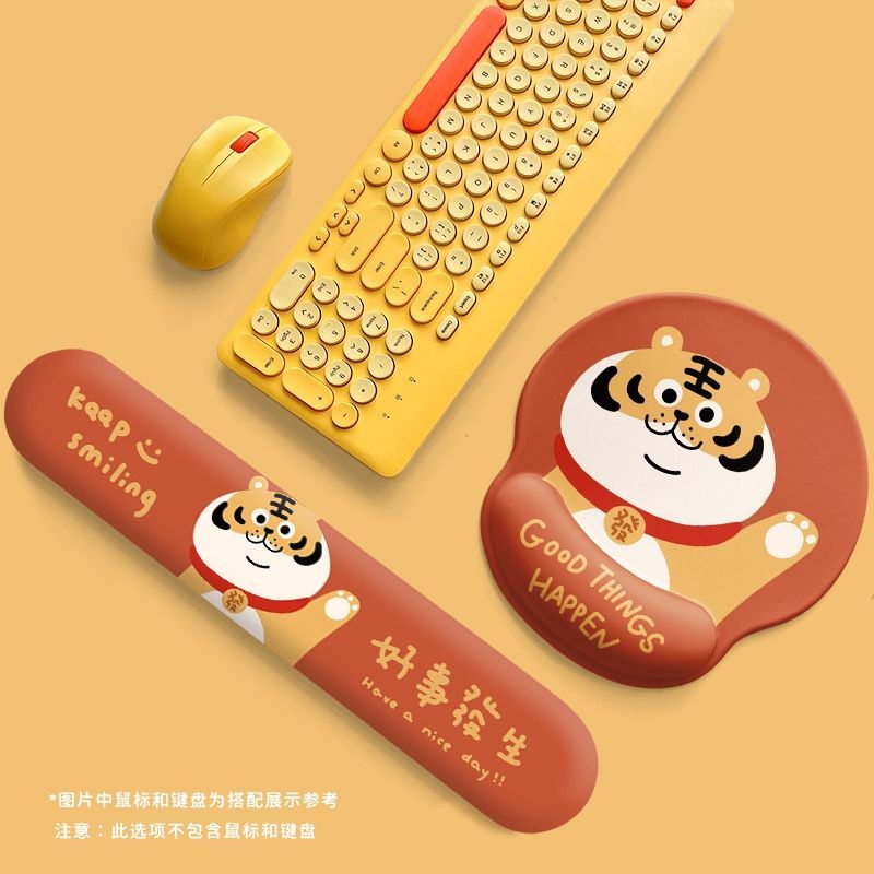 Đệm Lót Chuột / Bàn Phím Hình Chú Hổ May Mắn Mềm Mại Hỗ Trợ Cổ Tay Chống Trượt Dễ Thương Cho Nam Và Nữ