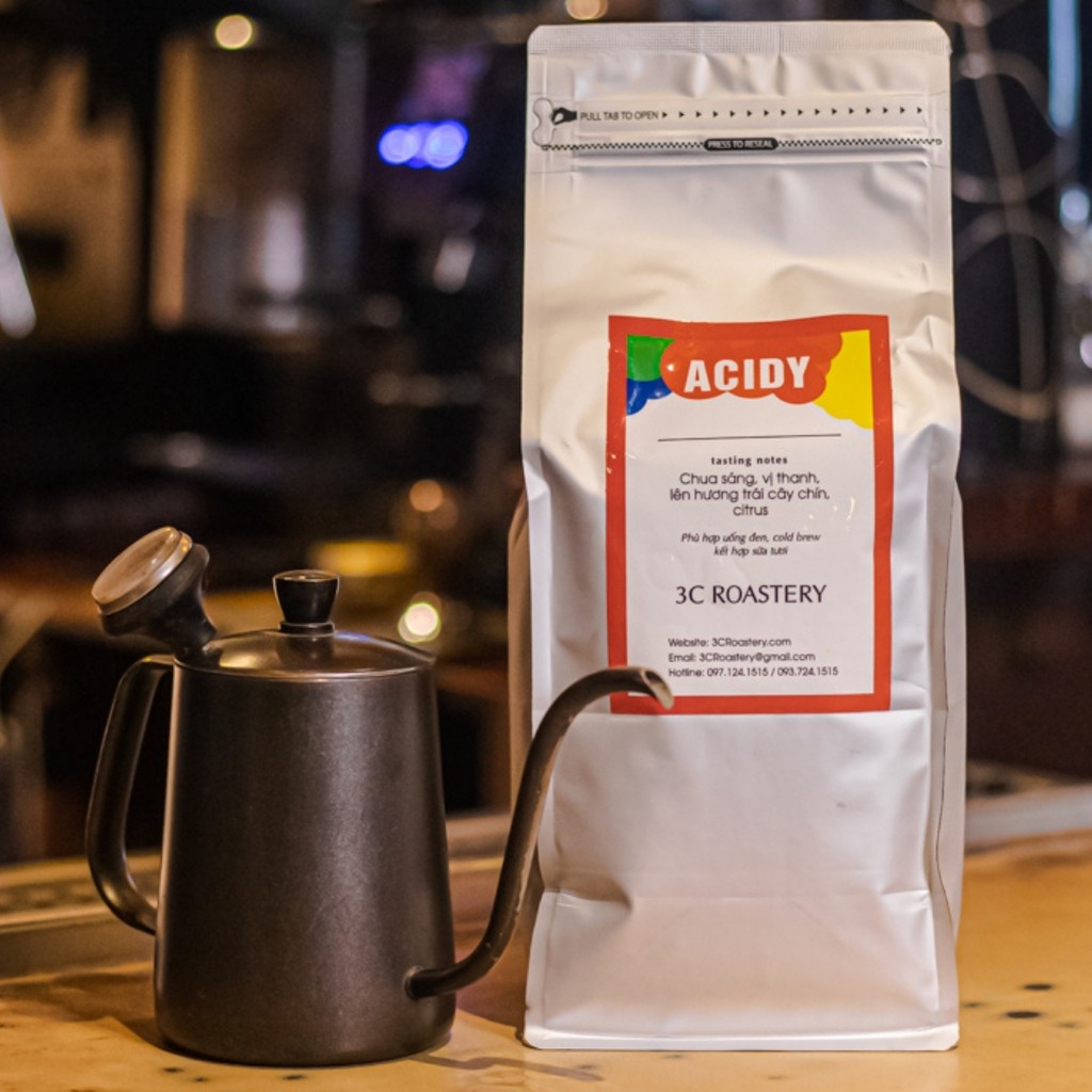 cà phê espresso 3C ROASTERY mã ACIDY hạt bột Arabica nguyên chất pha máy hương trái cây phù hợp uống latte,cappucino