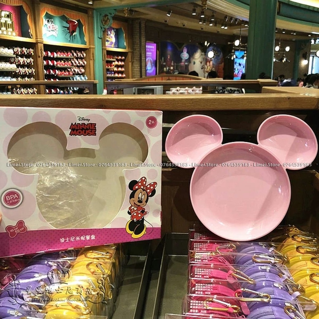 Khay dĩa ăn dặm 3 ngăn hình Mickey Minnie cho trẻ em bé trai gái Disney