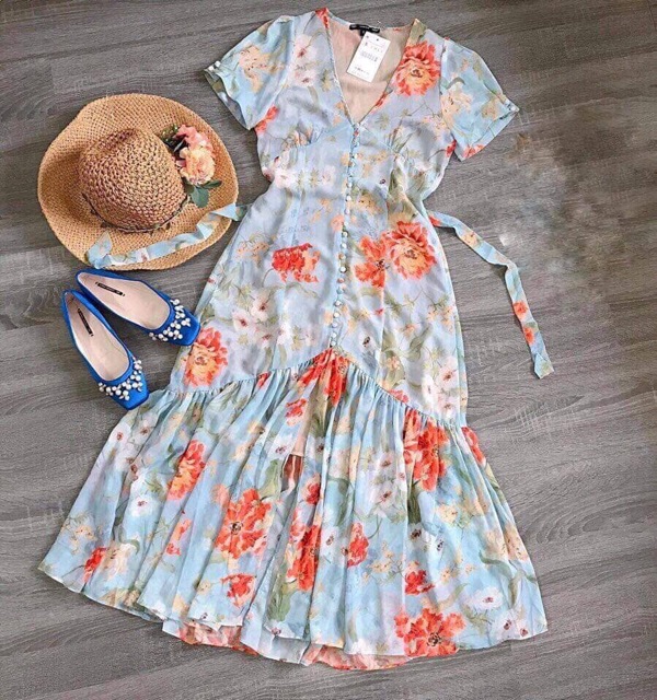 Áo dạ váy xoà cam