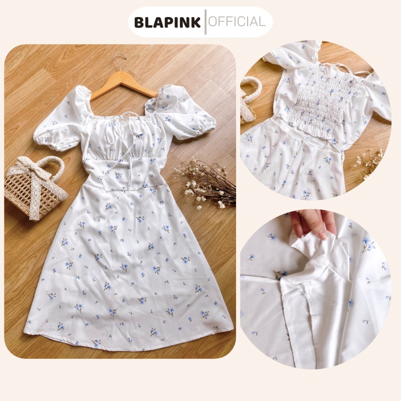 Váy Hoa Nhí Cổ Yếm Hở Lưng Chất Lụa Siêu Đẹp - JUHEE DRESS T235