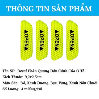 Bộ 4 Decal Phản Quang Cảnh Báo Mở Cửa Ô Tô