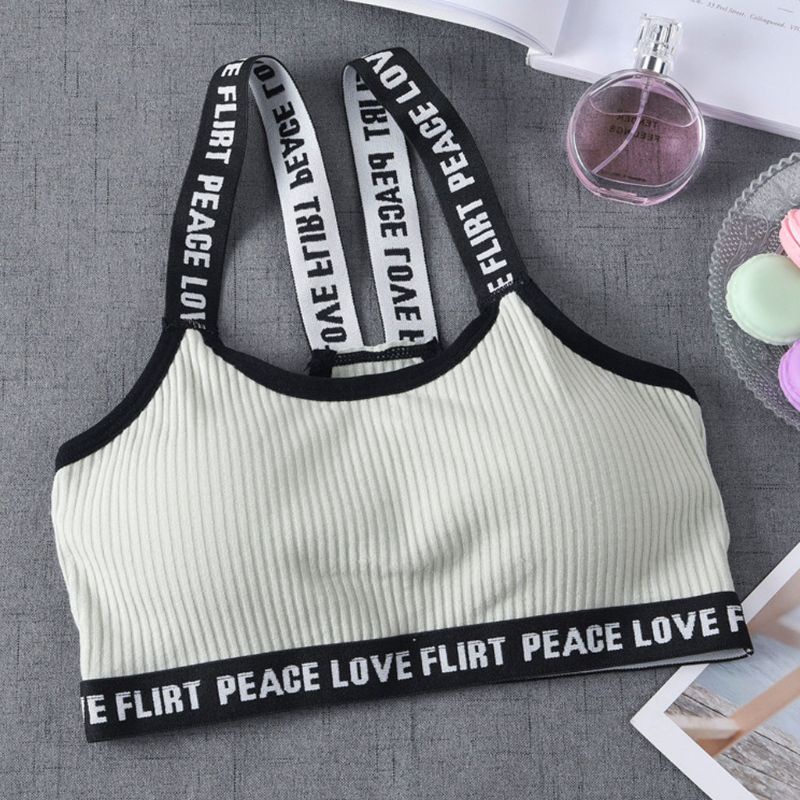 Haha Áo Ngực Thể Thao Cotton Dây Đeo Vai In Chữ Dành Cho Nữ Tuổi Teen