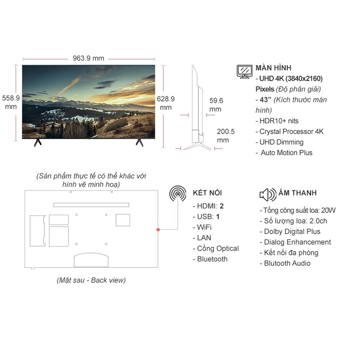 Smart Tivi Samsung 4K 55 inch UA55TU7000 | BigBuy360 - bigbuy360.vn