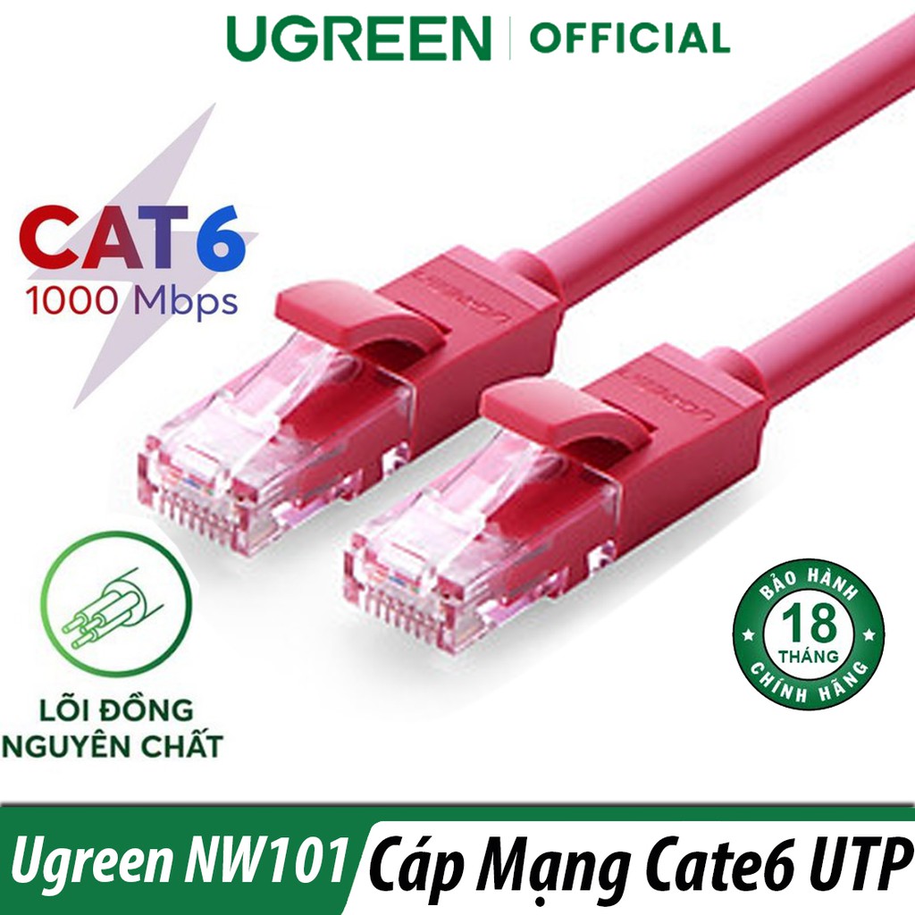 Cáp Mạng Cat6 24AWG Đầu Bọc Kim Ugreen NW101 Chính Hãng