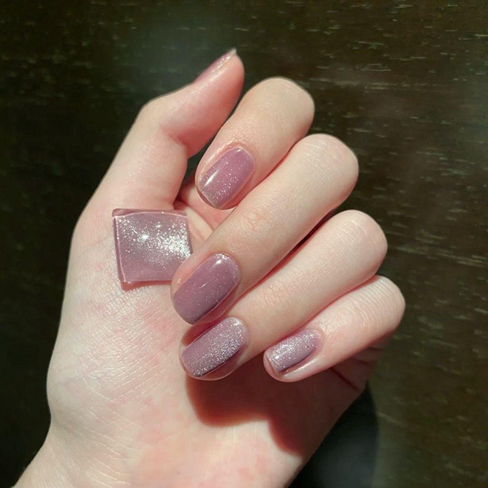 Hộp 24 Móng Tay Giả Ngắn / Tròn / Vuông Có Thể Tháo Rời