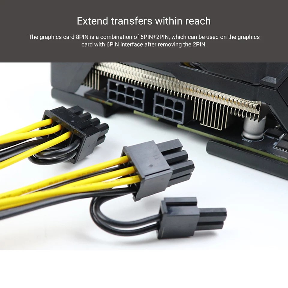 Cáp chuyển đổi VGA 8pin cái sang kép 8 pin PCIE (6 +2) Male PCIE VGA | BigBuy360 - bigbuy360.vn
