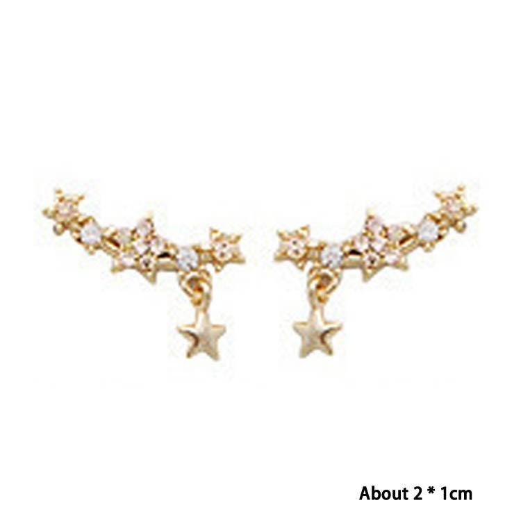 Cặp khuyên tai hợp kim hình sao có đính đá đầy cá tính