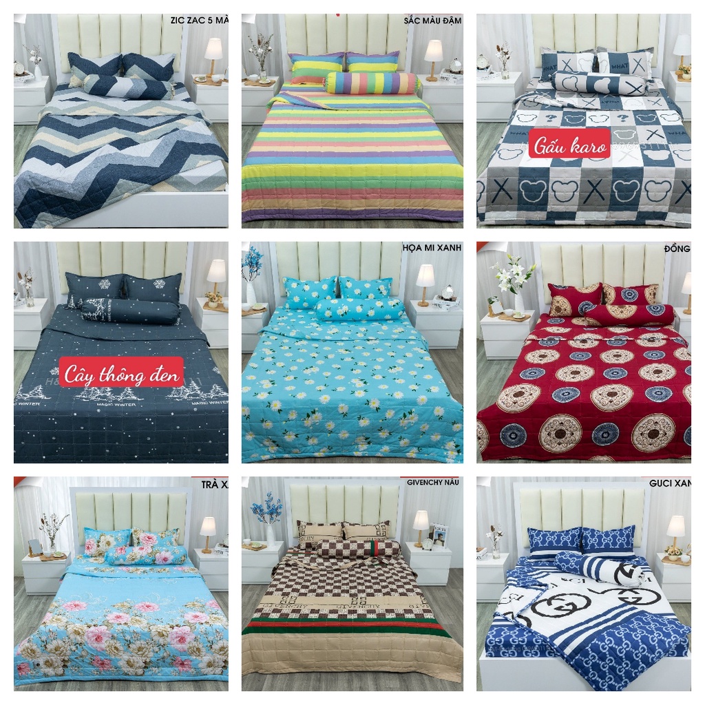 Ga Gối Cotton Giường 2mx2m2 Họa tiết đáng yêu,Drap ga bo chun kèm 2 vỏ gối đầu