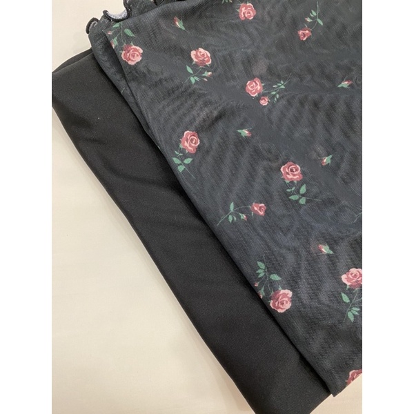Set Little - Đầm body thun voan hoa kèm đầm thun lụa ôm