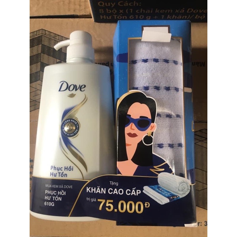 Dầu gội và dầu xả dove phục hồi hư tổn 620g tặng sữa tắm 200g/ tặng khăn / tặng xã tùy theo mỗi đợt công ty khuyến mãi