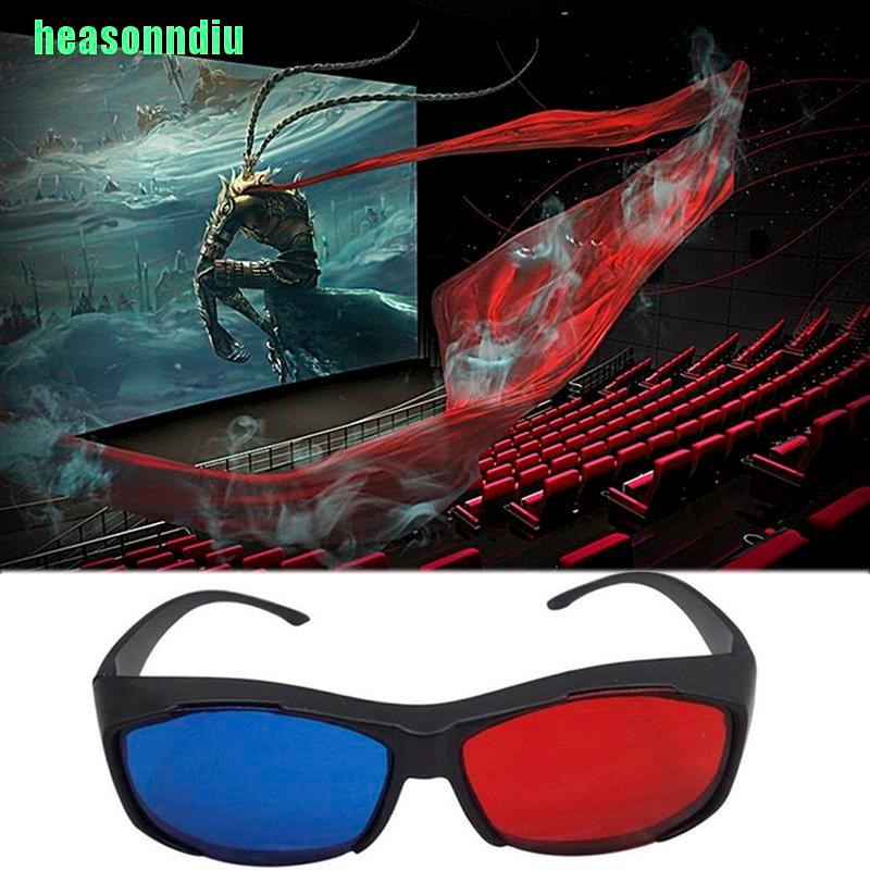 HO Red Blue 3D Glasses Black Frame For Dimensional Anaglyph TV Movie DVD Game