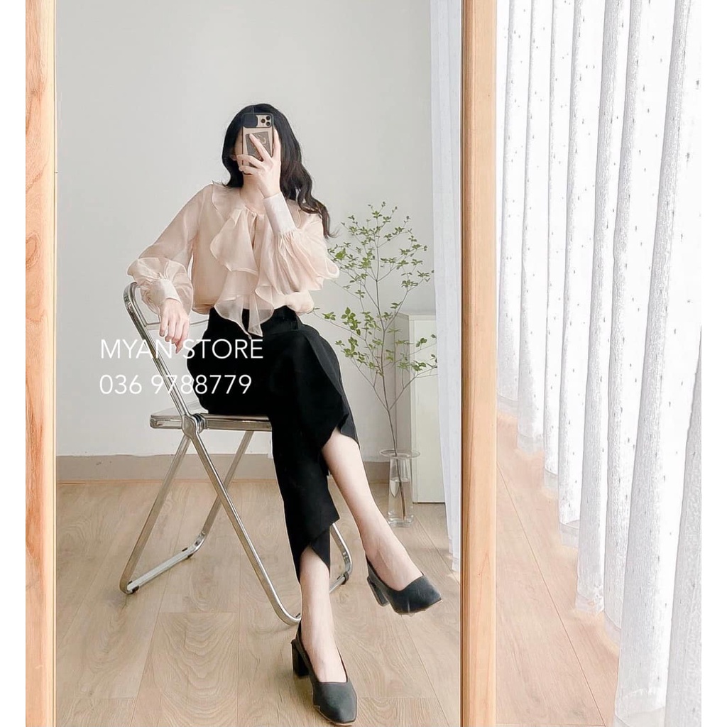 Áo tơ hàn châu bèo cổ tay 4 cúc (2M) - Avn072104