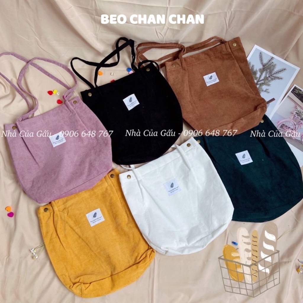 TÚI VẢI TOTE VẢI NHUNG STYLE HÀN QUỐC CÚC MIỆNG - VẢI 3 LỚP DÀY DẶN