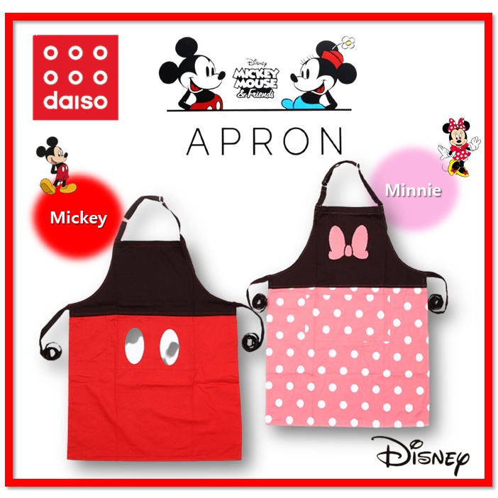 DISNEY DAISO Tạp Dề Nấu Ăn In Hình Chuột Mickey / Minnie Phong Cách Hàn Quốc