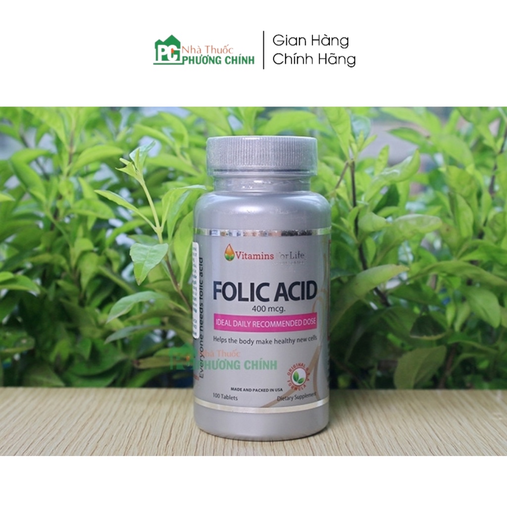 Viên Uống Bổ Máu Acid Folic Vitamins For Life - Giúp Bổ Sung Acid Folic Và sắt, Tăng Cường Sức Đề Kháng Hộp 100 Viên