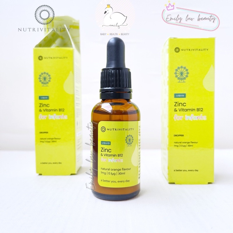 Kẽm nhỏ giọt Nutrivitality Zinc + Vitamin B12 cho bé 0m+ hàng UK