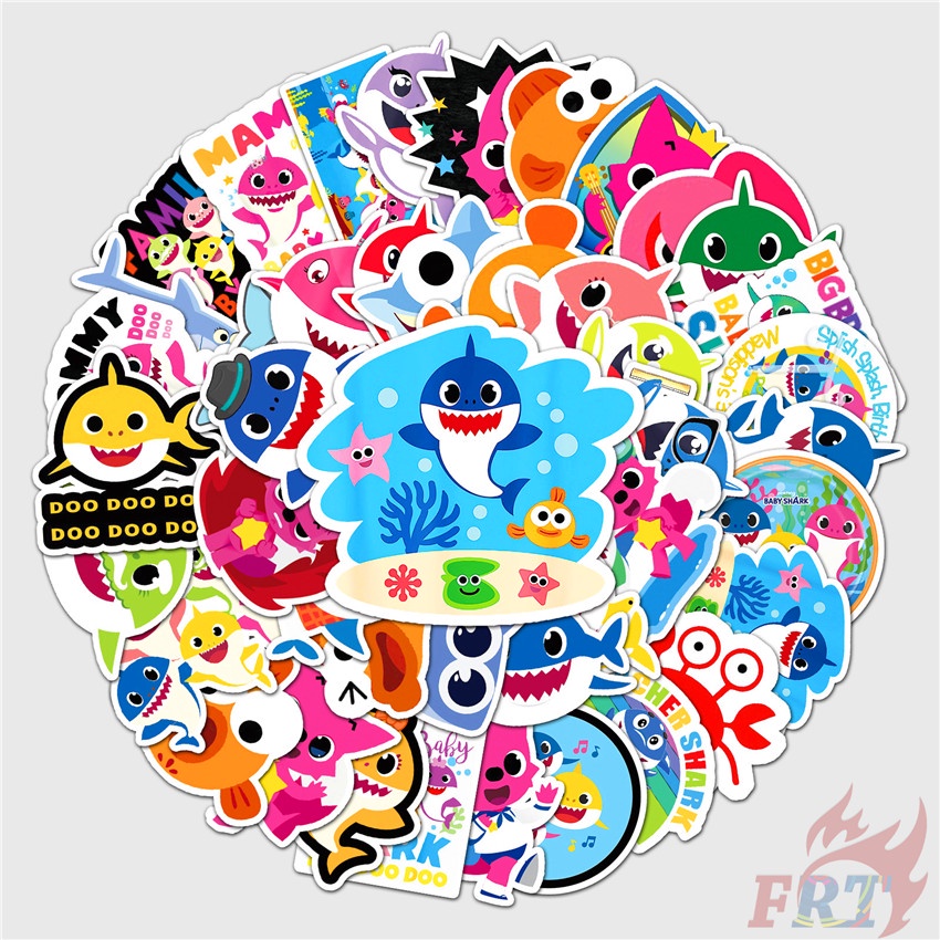 Bộ 50 miếng nhãn dán trang trí hình cá mập dễ thương cho trẻ nhỏ