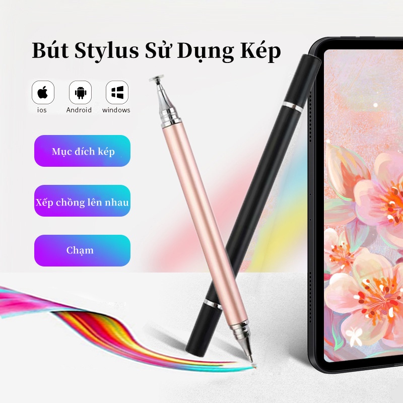 Bút cảm ứng  2 trong 1 dùng cho máy tính bảng điện dung Android pad, giao hành hỏa tốc 1-2h, giá cực hấp dẫn