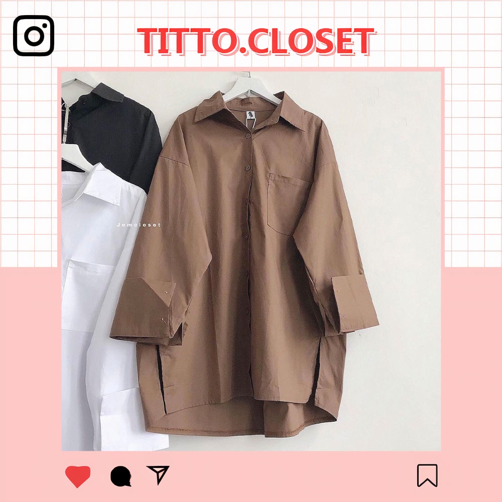 Áo Sơ Mi Nữ Dài Tay Form Rộng Túi Ngực - Ảnh Thật - Titto Closet