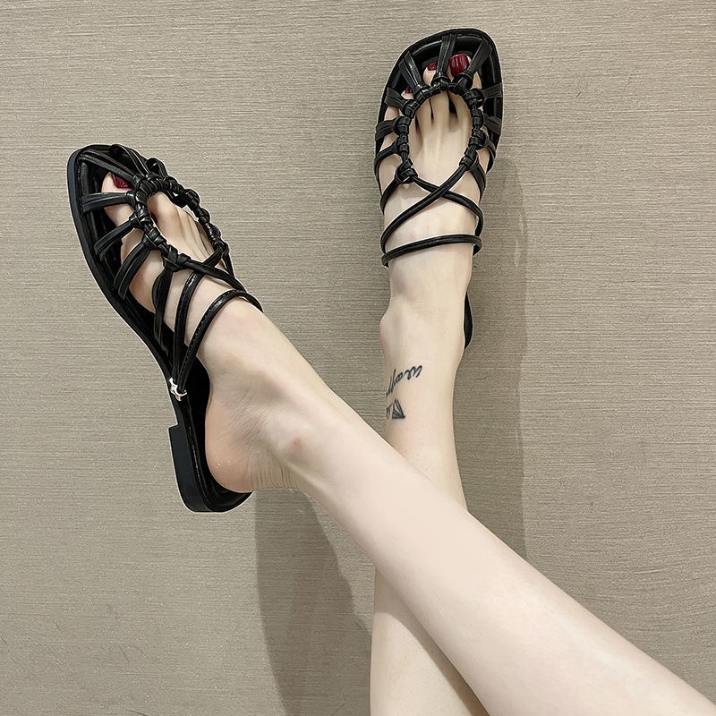 Sandal Đế Bằng Thiết Kế Mới Thời Trang Mùa Hè Theo Phong Cách Retro Cho Nữ