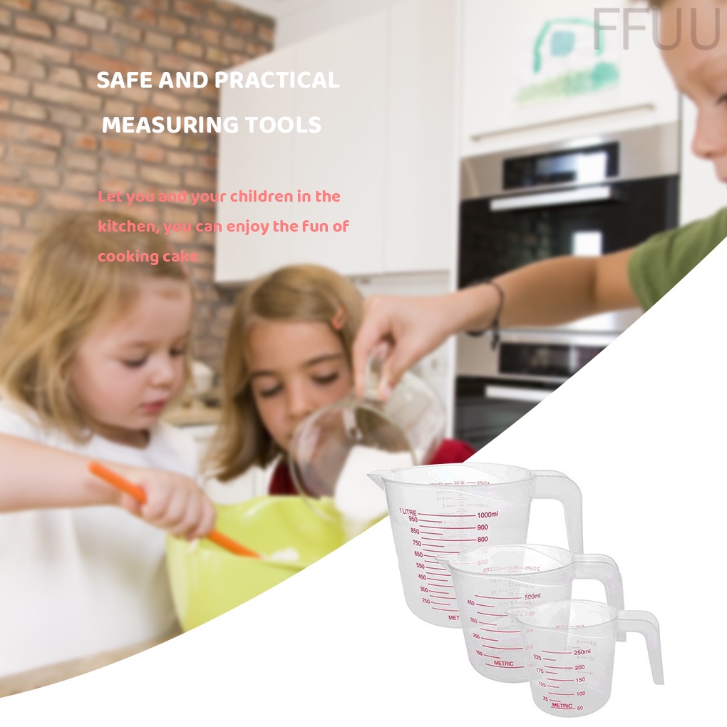 Cốc đong bằng nhựa trong suốt rửa sạch được 250-100ml tùy chọn dành cho nhà bếp phòng tắm