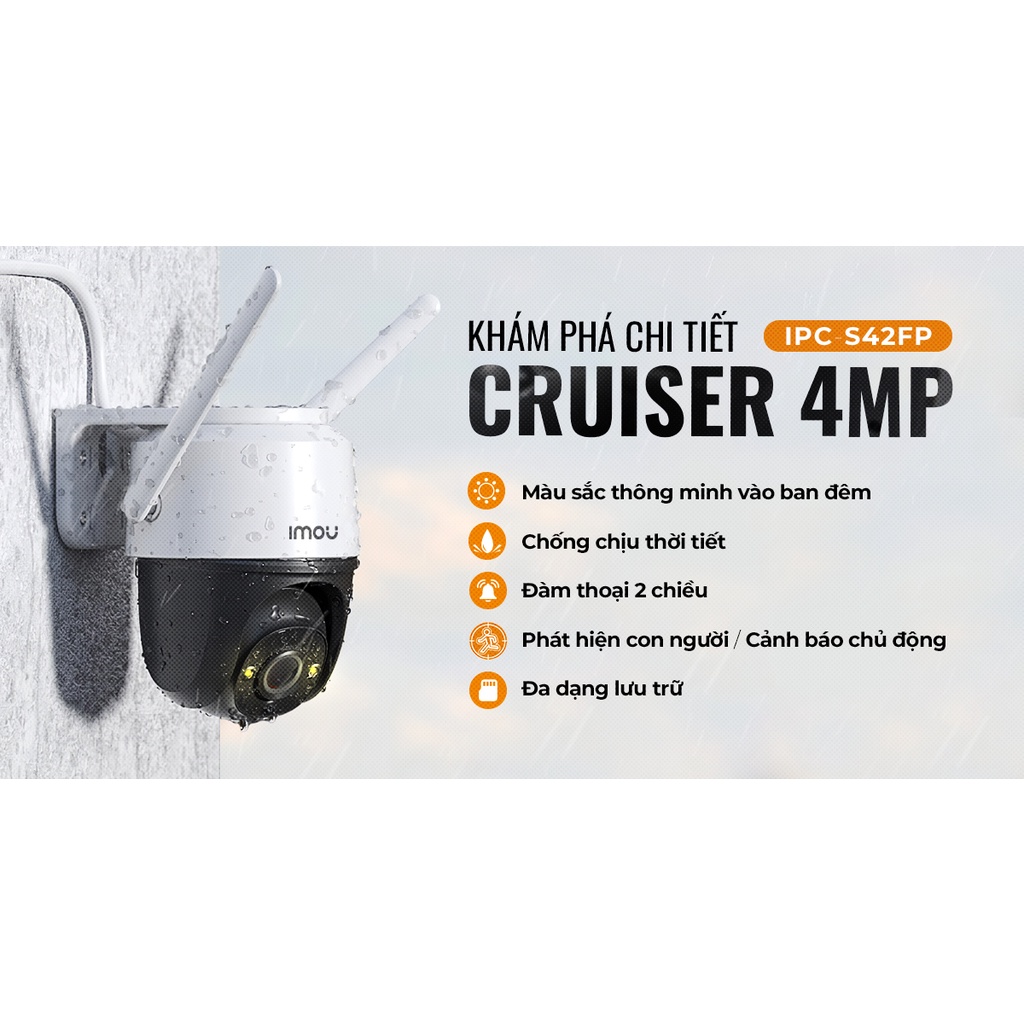 Camera Ngoài Trời  Quay Quét PTZ 360 IMOU IP WIFI S22FP / S42FP CRUISER 1080P / 2K Có Màu Ban Đêm