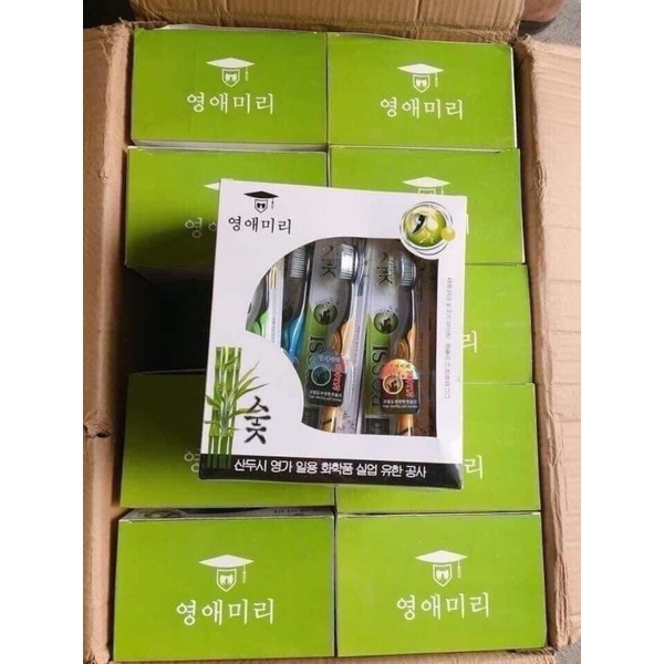 Hộp 30 bàn chải than tre hoạt tính Bossi Hàn Quốc siêu mềm mại dùng cho cả gia đình