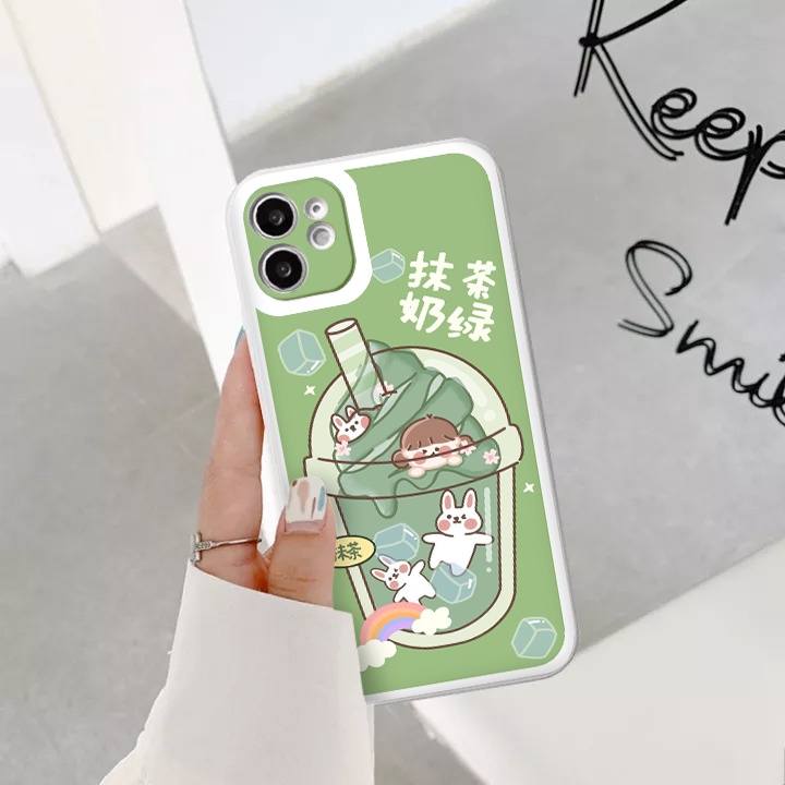 Ốp lưng iphone Trà sữa cạnh vuông lỗ camera ốp iphone 6/6splus/7/7plus/8/8plus/x/xr/xs/11/12/13/pro/max/promax tr1176